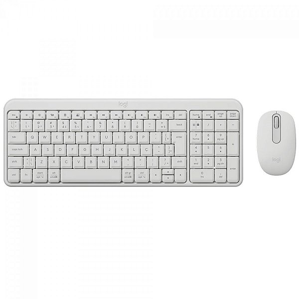 Kit Teclado e Mouse Sem Fio Logitech MK250 Compacto, Mouse Ambidestro, Bluetooth, ABNT2, Branco