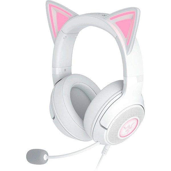 Headset Gamer Razer Kraken Kitty V2, Chroma RGB, Conexão USB, Branco
