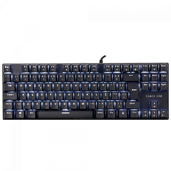 Teclado Mecânico Gamer Force One Atlas TKL, USB, ABNT2, Preto