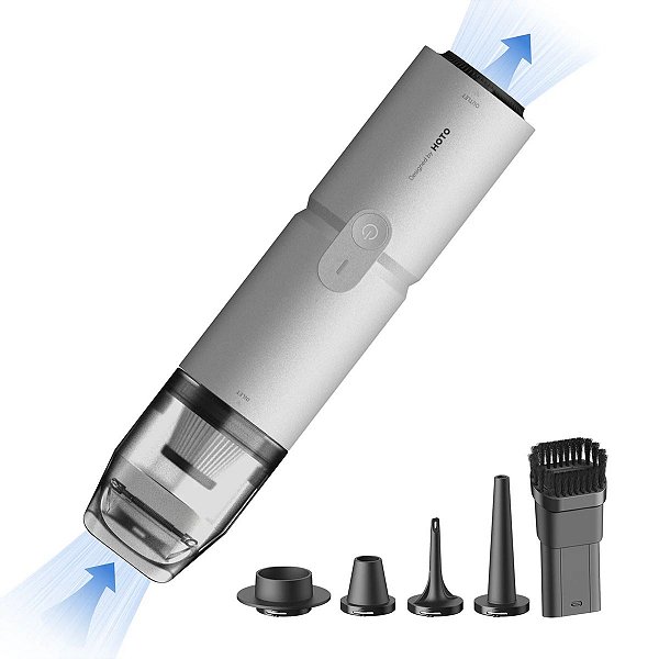 Aspirador e Soprador Elétrico Sem Fio HOTO 4-em-1 Branco – Portátil, Potente e Design Premium