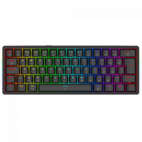 Teclado Mecânico Gamer Redragon Akali, RGB, Switch Brown, Preto