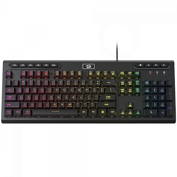 Teclado Gamer Redragon Aditya, RGB, Membrana, ABNT2, Full-Size, Preto