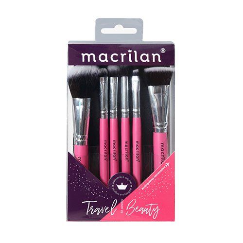 Kit com 6 pincéis profissionais e nécessaire Macrilan