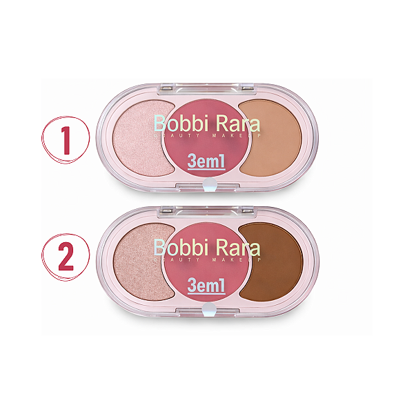 Paleta Facial 3 em 1 Blush, Contorno e Iluminador Bobbi Rara