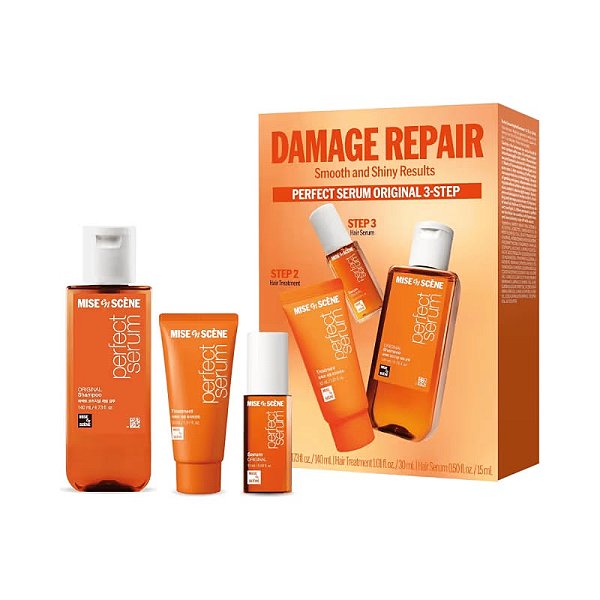 Mini Trio Mise en Scène Perfect Serum Shampoo, Máscara e Sérum