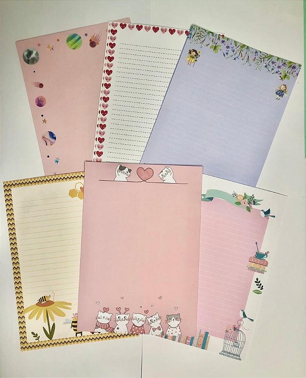 Papel de Carta 30 folhas Estampas Variadas