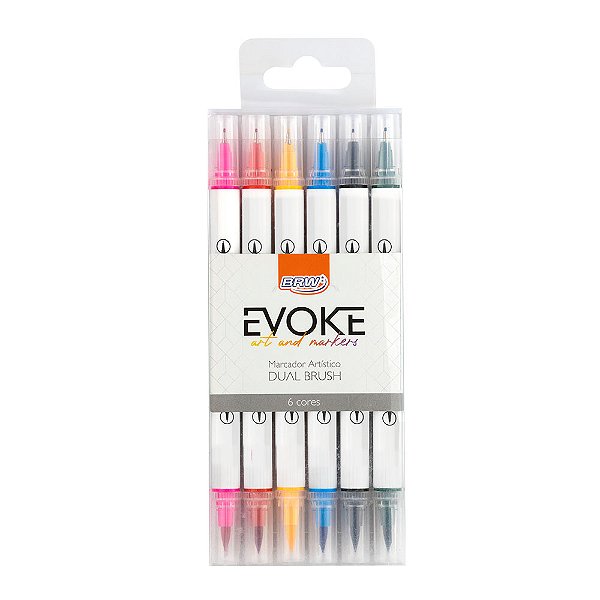 Marcador Artístico Evoke Dual Brush Pen- 6 cores BRW