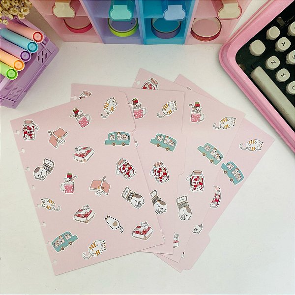 Kit com 4 Divisórias Decoradas 170gr para Caderno de Discos Buendia