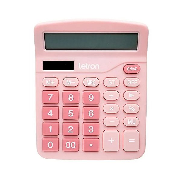 Calculadora de Mesa 12 Dígitos Rosa Neo Solar Letron