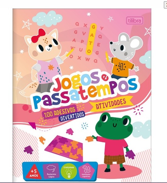 Cartilha de Atividades Jogos e Passatempos Aprender, Brincar e Colorir 8 Folhas Tilibra