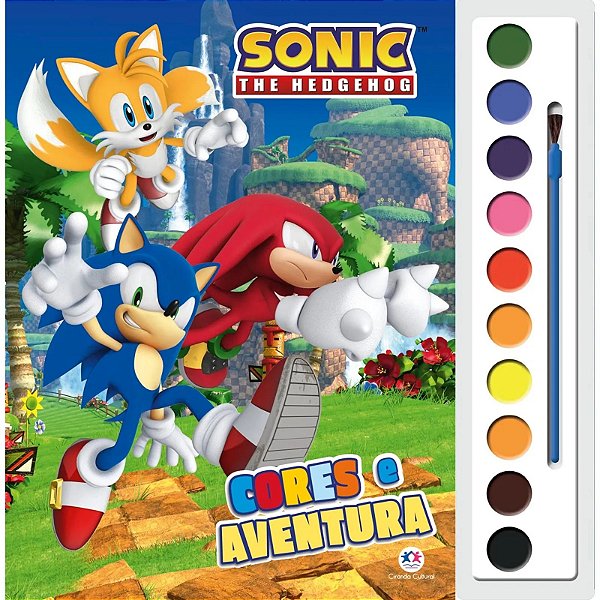 Livro de colorir c/aquarela Cores e Aventura Sonic Ciranda