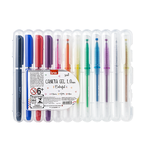 Caneta Gel 1.0mm Colorful 12 cores BRW