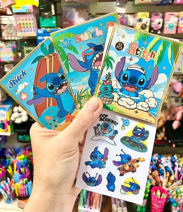 Caderninho de Adesivos 12 folhas Stitch