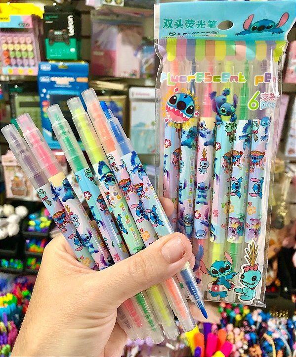 Marca texto ponta dupla c/6 cores Stitch