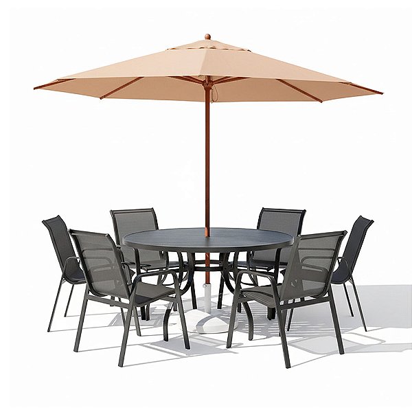 Conjunto de mesa Lótus com 6 Poltronas e Ombrelone