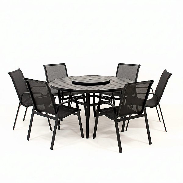 Conjunto de mesa Lótus Giro Externo com 6 Cadeiras