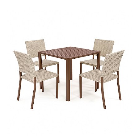 Conjunto de Mesa Margarida Quadrada com 4 Cadeiras