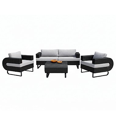 Conjunto de Sofá Begônia em Fibra Sintética e Alumínio