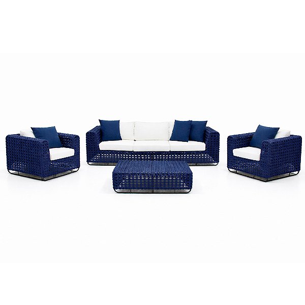 Conjunto de Sofá Fúcsia Corda Náutica e Alumínio