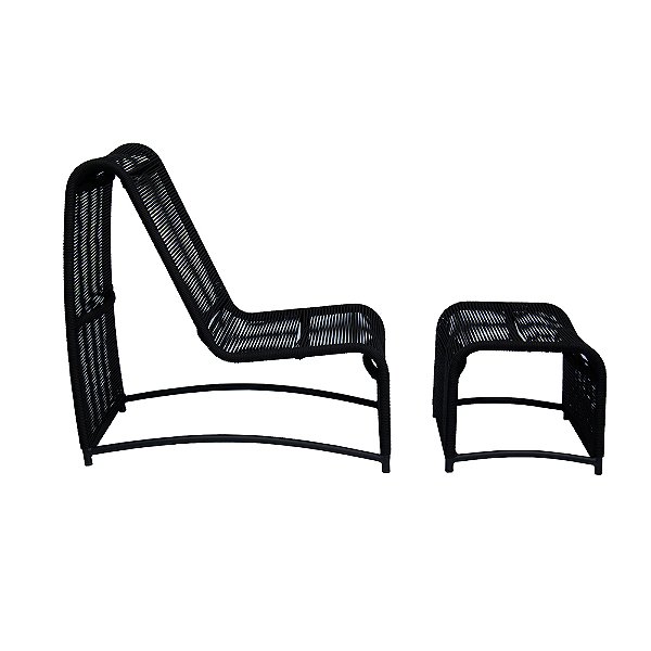 Espreguiçadeira Moreia com Puff em Corda Náutica