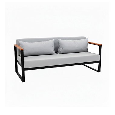 Sofá Bogarim em Alumínio Braço de Madeira 3 Lugares