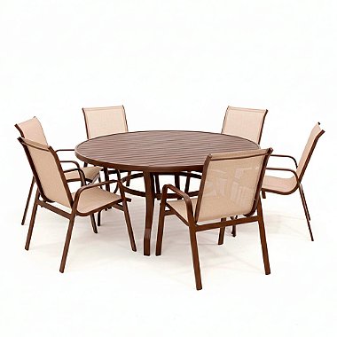Conjunto de mesa Lótus com 6 Poltronas