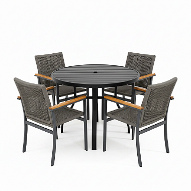 Conjunto de mesa Perpétua com 4 Poltronas em Corda Náutica