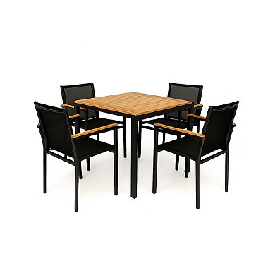 Conjunto de Mesa Perpétua Quadrada com 6 Poltronas