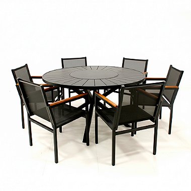 Conjunto de Mesa Pétala com Giro Interno e 6 Poltronas Perpétua