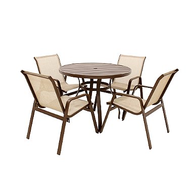 Conjunto de mesa Lótus Tampo Ripado e 4 Poltronas