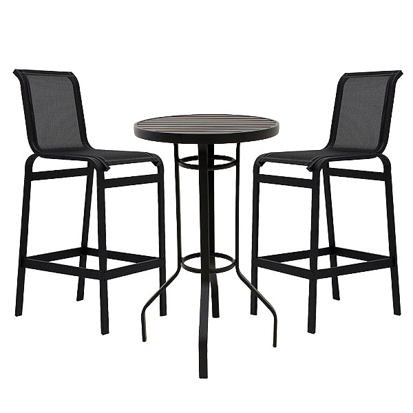 Conjunto Bistrô Ripado 2 Banquetas Lótus em Tela sling