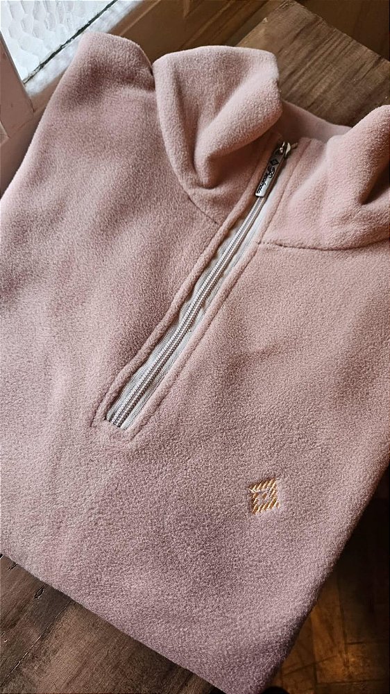 FLEECE MEIO ZIPER FEMININO BEGE