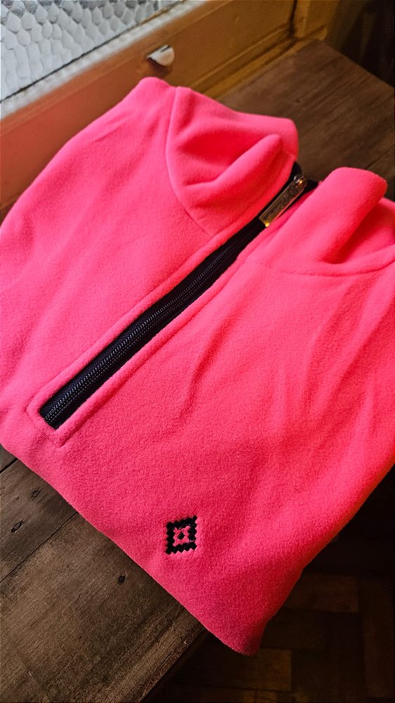 FLEECE MEIO ZIPER FEMININO ROSA NEON