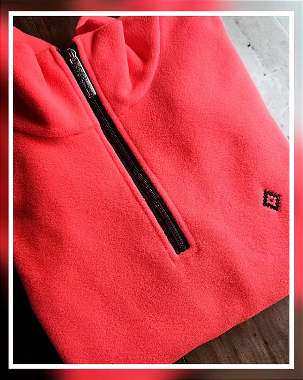FLEECE MEIO ZIPER FEMININO LARANJA NEON
