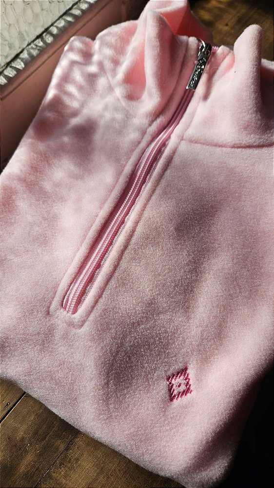 FLEECE MEIO ZIPER FEMININO ROSA BEBE