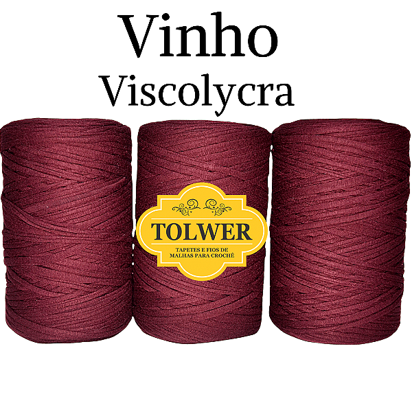 Fio de malha para Crochê e Macramê residual 500g Cor Vinho Viscolycra