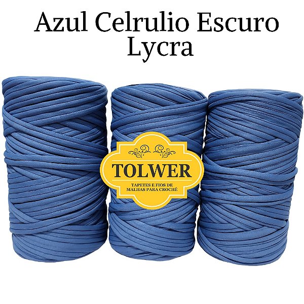 Fio de malha para Crochê e Macramê residual 500g Cor Azul Cerulio Escuro Lycra