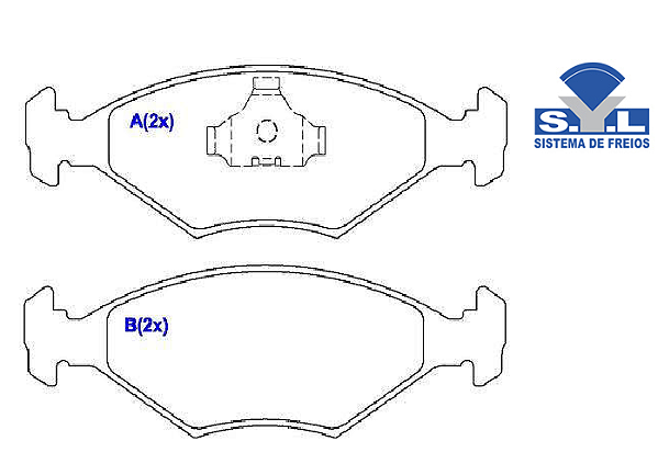 Jogo Pastilha Freio Dianteiro - SYL - Fiorino 1.0/1.3/1.5 8v 1987 a 1993 - Mola Ruido Pequeno