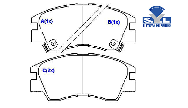Jogo Pastilha Freio Dianteiro - SYL - Mitsubishi L300 2.5 8v 1986 a 1994 - C/Alarme