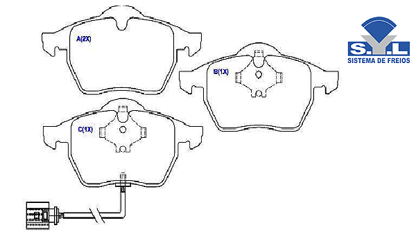 Jogo Pastilha Freio Dianteiro - SYL - Golf 2.0 8v - GT após 2009... - C/Alarme
