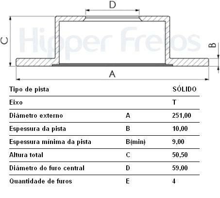 Par Disco Freio Traseiro - Tempra 2.0 16v 1992 a 1999