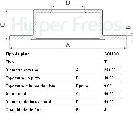 Par Disco Freio Traseiro - Punto 1.6 16v 2011 a 2017