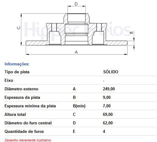 Par Disco Freio Traseiro - Hiperfreios - C3 Picasso 1.6 16v 2011 a 2016