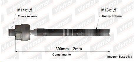 Barra Axial Direção - Toro 2.0 16v após 2015... - (14 x 1,5 mm-16 x 1,5 mm- 300 mm)