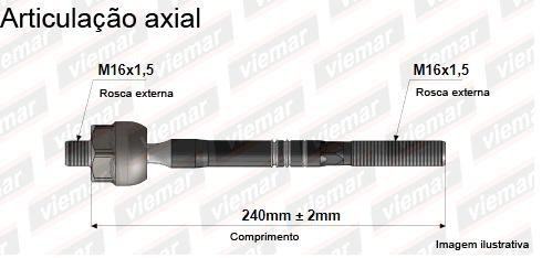 Barra Axial Direção - Cerato 1.6 16v após 2013... - (16 x 1,5 mm -16 x 1,5 mm -240 mm)