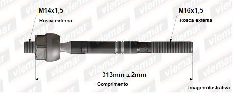 Barra Axial Direção - Citroen C4 Grand Picasso 2.0 16v 2006 a 2012 - (14 x 1,5 mm-16 x 1,5 mm - 313 mm)