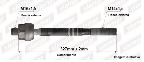 Barra Axial Direção - Captiva 2.4/3.0 16v/24v após 2008... - (16 x 1,5 mm-14 x 1,5 mm -327 mm )