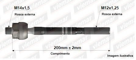 Barra Axial Direção - Tiida 1.8 16v 2009 a 2013 - (14 x 1,5 mm-12 x 1,25 mm - 200 mm)