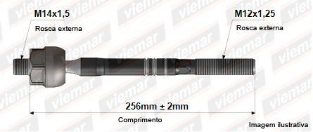Barra Axial Direção - Sentra 2.0 16v 2007 a 2012 - (14 x 1,5 mm -12 x 1,25 mm - 256 mm )