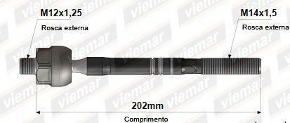 Barra Axial Direção - Honda CRV 1995 a 2002 - (C-12X1,25/H-14X1,5/T-202MM )